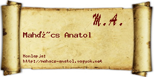 Mahács Anatol névjegykártya